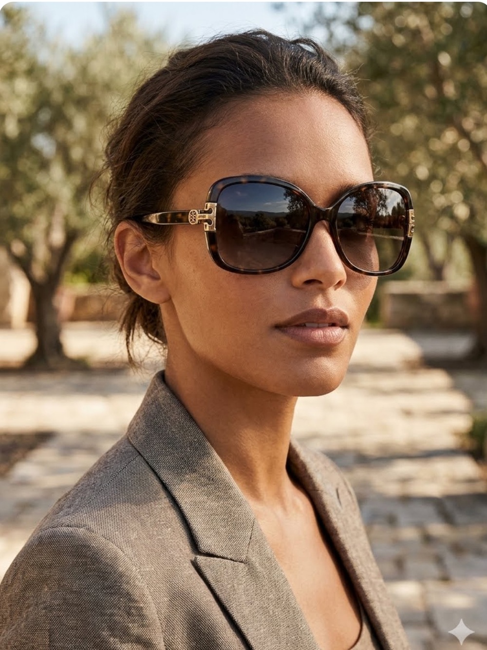 Tory Burch Brown Oversized Sunnies Sunglasses with Case